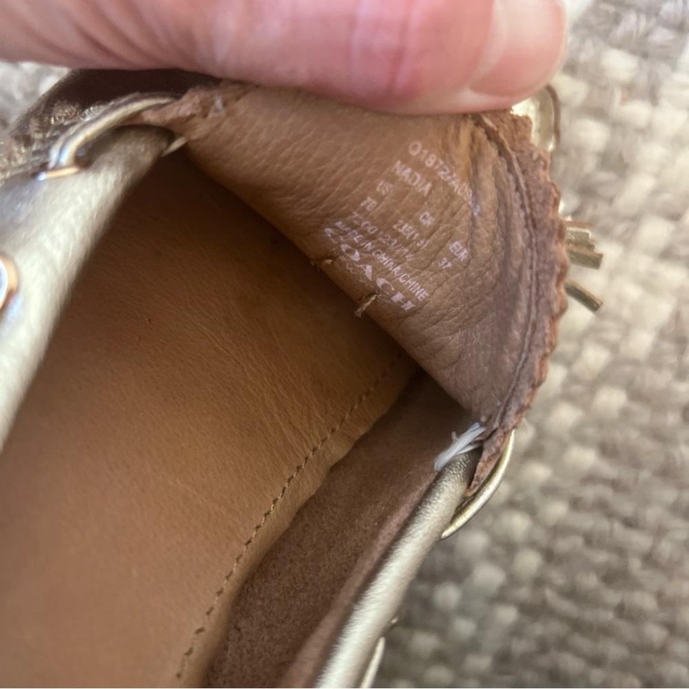 Coach 7 Nadia Gold Driving Loafer Slip On Moccasin Soft Leather Tassel - Picture 6 of 10